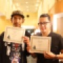Photo Editors Mohammad Djauhari, left, and Nelger Carrera, pose with their awards during the JACC 2014 State Conference in Burbank, Calif. Djauhari won third place for News Photo and Carrera was awarded an honorable mention for Photo Essay. Photo: Nicolas Heredia