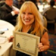 Arts & Entertainment editor Lynn Levitt poses with her second place award for the "Bring In" category of Feature Photo during the JACC 2014 State Conference awards ceremony and banquet dinner. Photo: Nelger Carrera